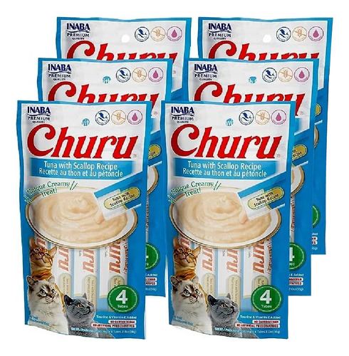 Churu Premio Cremoso Para Gato Atun/viera Caja 6 Pack C/4pz