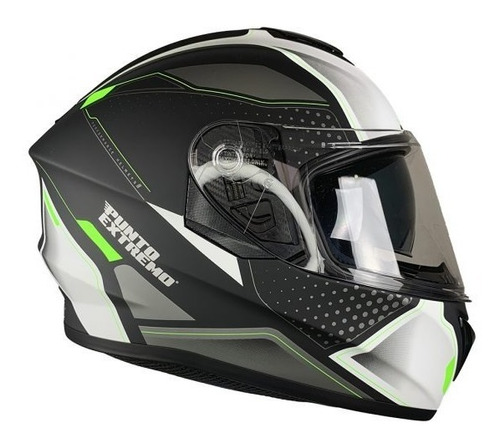 Casco Integral Punto Extremo X Rider Verde Blanco Mate