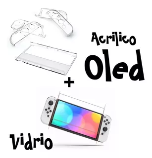 Cristal Case /acrilico Transpar +vidrio Nintendo Switch Oled