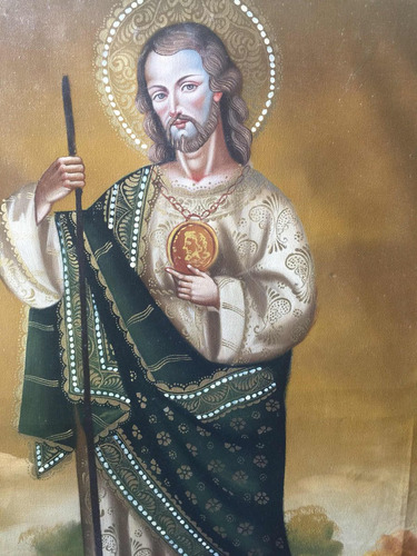 Cuadro San Judas Tadeo Pintura Al Óleo  Sacro Arte Religioso