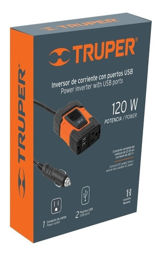 Inversor De Corriente 120w Convierte Del Vehículo 12v A 120v