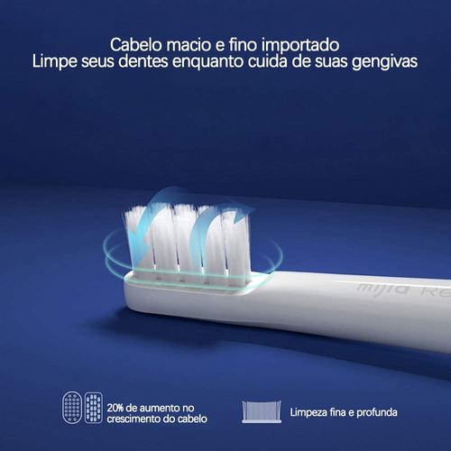 Escova Dente Elétrica S Fio Mijia T100 Ipx7 Dental+ 3cabeças
