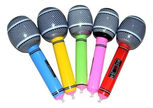 90 Microfonos Inflables 25cm Colores Fiesta Batucada Karaoke