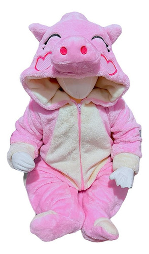 Mameluco Ropa Bebé Pijama Disfraz Puerquito Gorro Bordado Rosa 3 1/2 Años