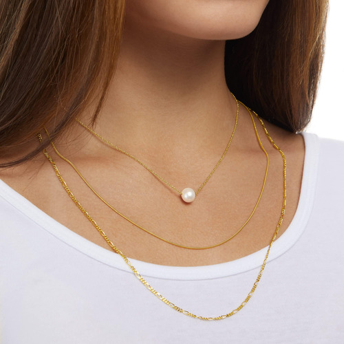 Cadena Figaro Fina Chapada En Oro De 14 Quilates Essentials