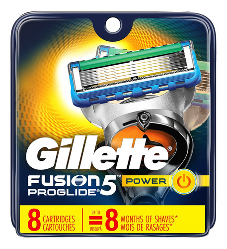 Set De 8 Recargas Cartucho Rasuradora Gillette Fusion