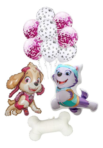 Globo Everest Y Skye Paw Patrol Globos Huellitas 