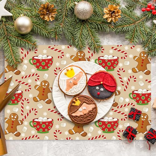 50 Hojas De Mantel De Papel De Navidad Hombre De Jengibre Ba