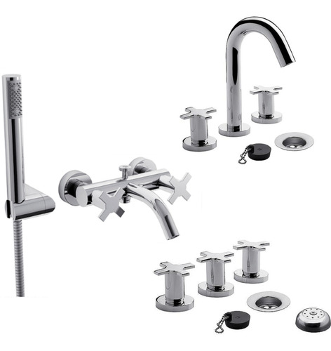 Combo Griferia Fv Alerce D7 Ducha Ext, Lavatorio Y Bidet