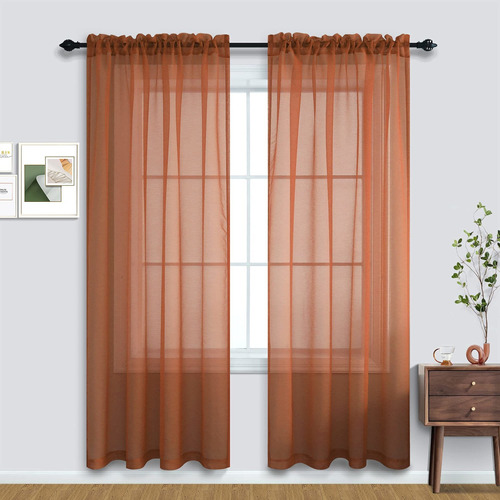 Terracotta Curtains 84 Inch Length For Living Room 2 Pa...