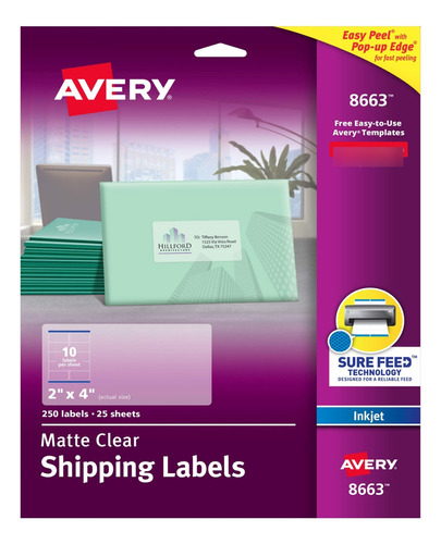 Avery 8663 Etiqueta Direcci On Transparente Para Ink Jet 2 X