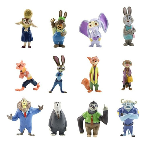 Figura Disney - Set 12 Figuras Zootopia Pixar