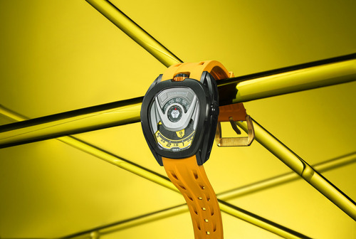 Reloj Tsar Bomba Chivalry Tb8213a Automático Intercambiable Correa Amarillo Bisel Negro Fondo Plateado/amarillo