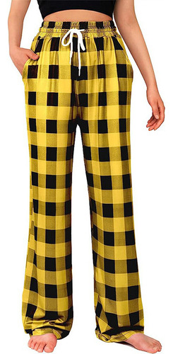 2025 Pantalones De Pijama Elásticos A Cuadros Con Cordones