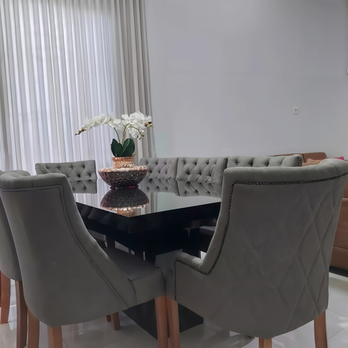 Conjunto Mesa Jantar 1,90 X 0,90 C/ 6 Poltronas Com Braço