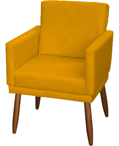 Kit 4 Poltronas Decorativas Reforçadas Para Sala De Recepção Cor Mostarda Desenho Do Tecido Suede Liso