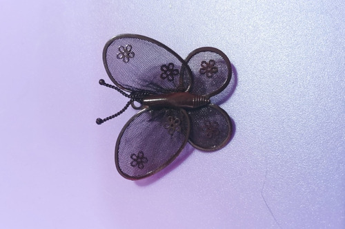 Dije O Broche En Forma De Mariposa De Metal Marrón Vintage