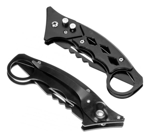 Cuchillo Navaja Plegable Defensa Personal Automática Acero Negro