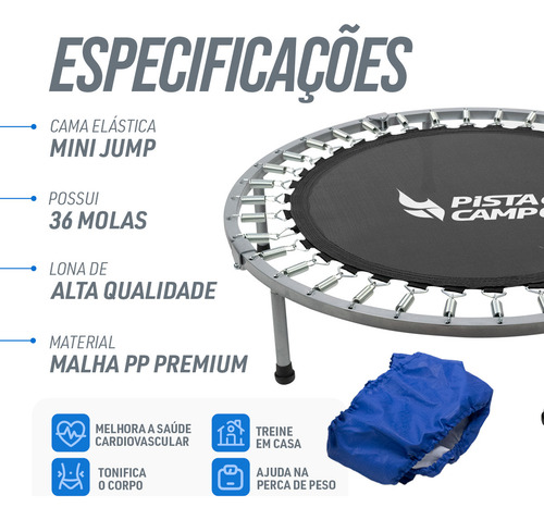 Mini Jump Trampolim Profissional Dobrável Fitness 36 Molas