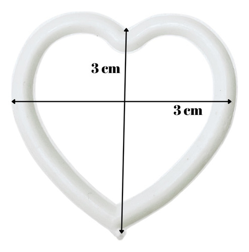100 Aro Argolla De Plástico Blanco Corazón Manualidad 3 Cm