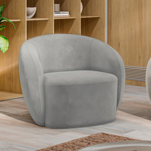 Kit 2 Poltronas Decorativas Íbis Veludo Cinza G33 - Gran