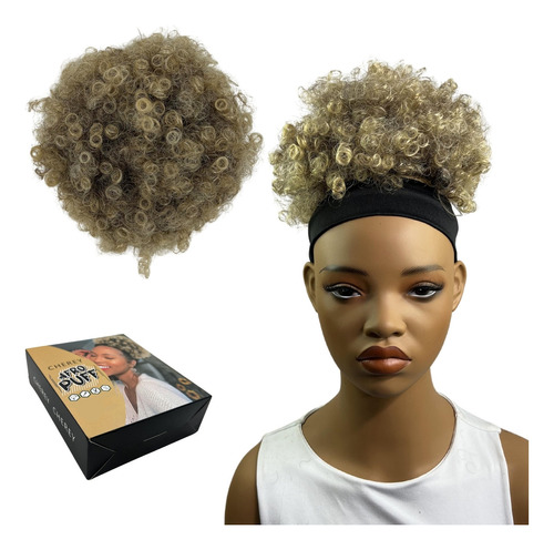 Coque Afro Puff Cacheado Cabelo Sintético Premium Cor #t4/613