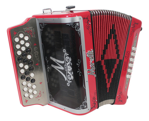 Acordeon Moretti Bot. Mod. Milan Fbbeb Color Red