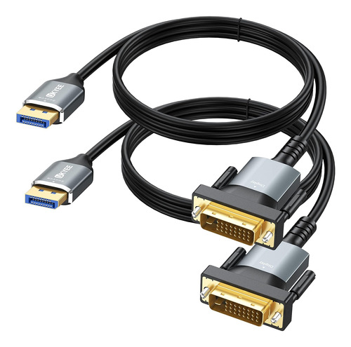 Ukyee Cable Displayport A Dvi De 6 Pies, Paquete De 2