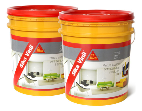 Pintura Latex Interior Superlavable 20+20l Sika Vinil Blanca