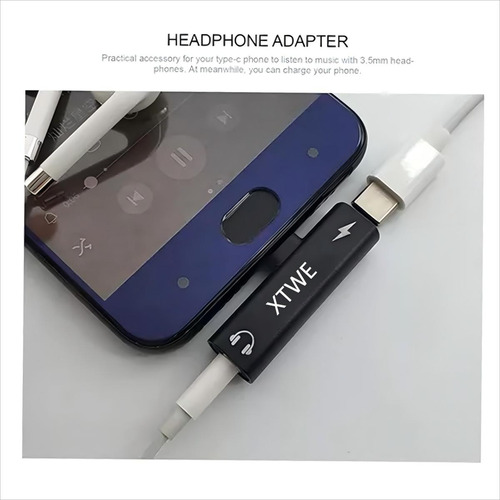 Xtwe Adaptador Tipo C Para Carga Y Audífonos Jack 3.5mm Para iPhone 15 / iPhone 16 Series, Samsung S Series, Huawei Xiaomi
