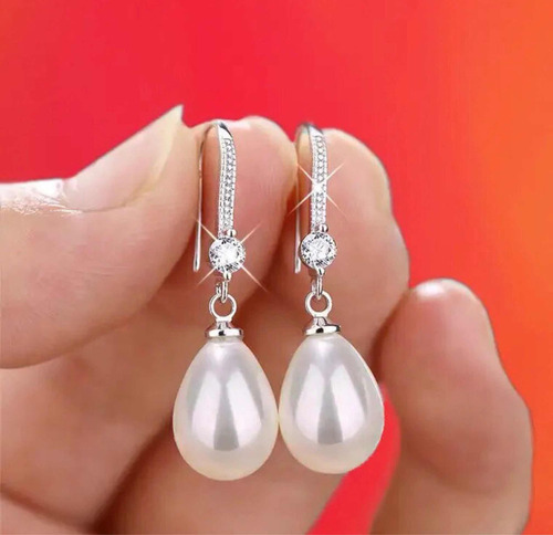T Brincos Pendentes De Pérola Para Mulheres