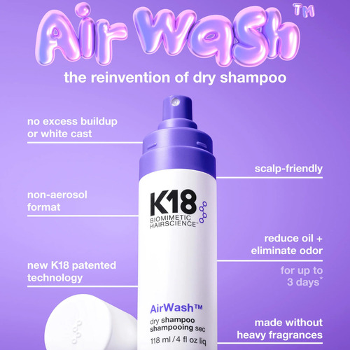 K18 Shampoo Air Wash Limpieza Y Proteccion Total X 118 Ml