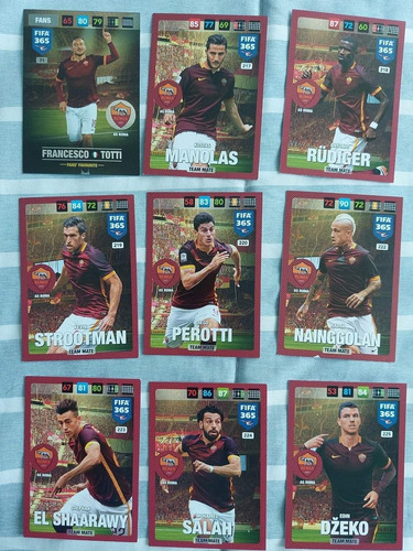 Set 9 Cartas Adrenalyn Xl Fifa 365 2017 / As Roma + Totti