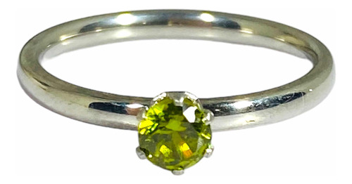 Anillo Solitario Acero Cuarzo Peridoto 0,3mm