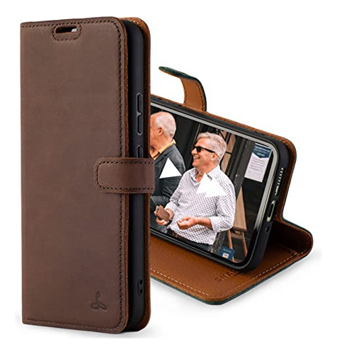 Funda Cartera Para Galaxy A34 Cafe Piel