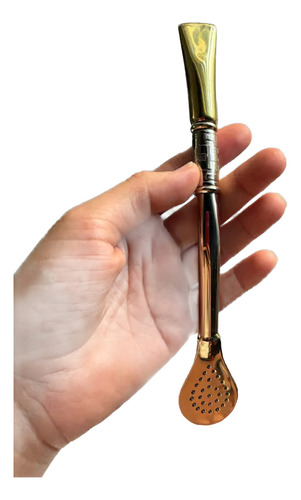 Bombillon Recto De Alpaca Y Bronce Para Mate Plateado