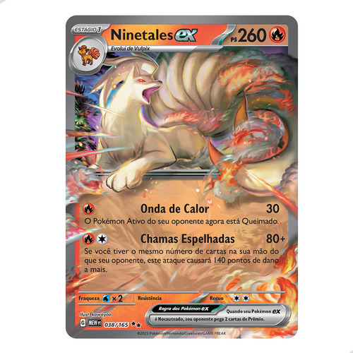 Carta Ninetales Ex 186 + Ex 038 Ultra Rara + Brindes