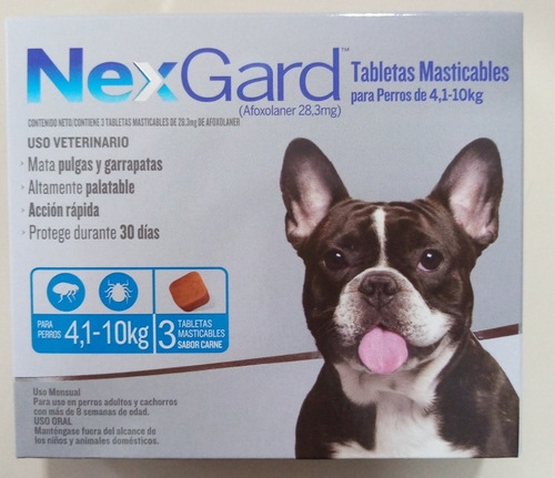 Nexgard Antipulga Y Garrapatas 4 A 10 Kgs X 3 Pastillas