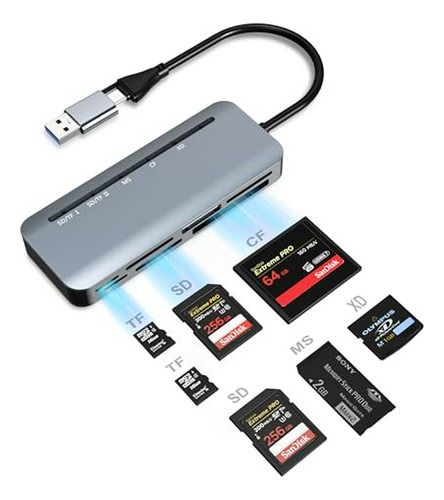 Lector De Tarjetas De Memoria Usb3.0 7 En 2, Adaptador De Co