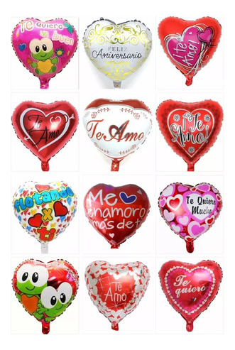 Pack 10 Globos Metálicos Amor San Valentín + Palo Sujetador