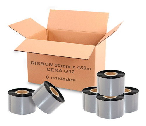 Ribbon Ttr Cera 60x450 G42 P/ Impressora Térmica Cx C/ 6 Un