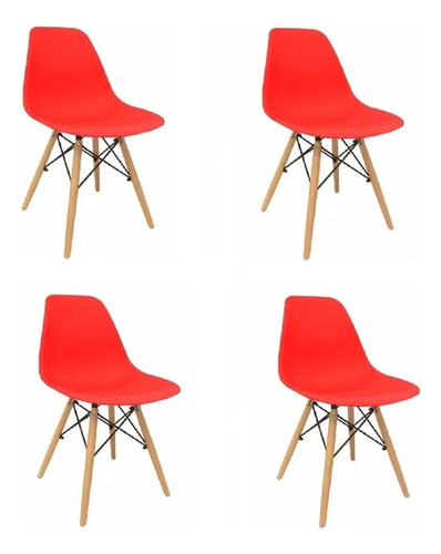 Silla Eames Minimalista Oficina Despacho 4pza Estructura De La Silla Rojo Asiento N/a Diseño De La Tela N/a