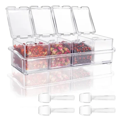 Anberky Clear Seasoning Box 4 Ratch De Condimento Acrílico C