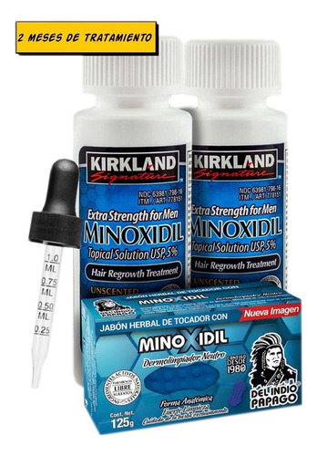 Minoxidil 5% Solución Tópica 2 Meses + Jabón 0.1% Minoxidil