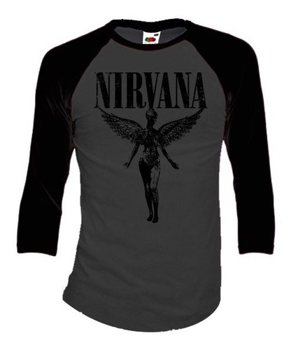 Nirvana Playeras Manga 3/4 Para Hombre Y Mujer