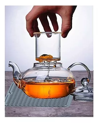 Tetera – Tetera de vidrio grande de 47 onzas con infusor, teteras de  borosilicato para estufa, ollas de té con tapa, tetera para té, té  floreciente