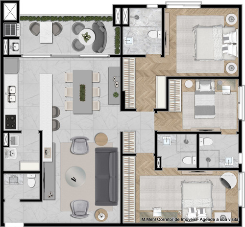 Imagem 24 de 30 de Apartamento Com 3 Dormitórios À Venda Com 194.97m² Por R$ 1.153.000,00 No Bairro Mercês - Curitiba / Pr - M2me-mct406