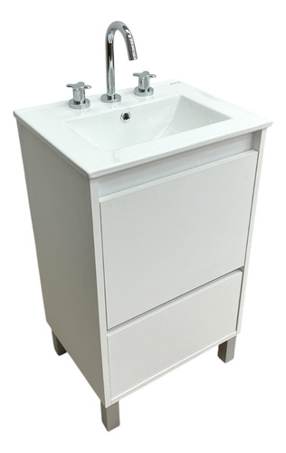 Mueble Baño Tango Pie Mesada Vanitory Bacha Loza 60 Blanco
