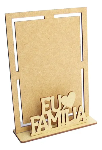 45 Porta Retrato Eu Amo Minha Família Mdf Cru Lembrancinha | Frete grátis