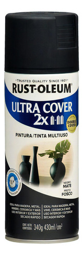 Pintura Aerosol Ultra Cover 340 Mate Rust Oleum Color Negro